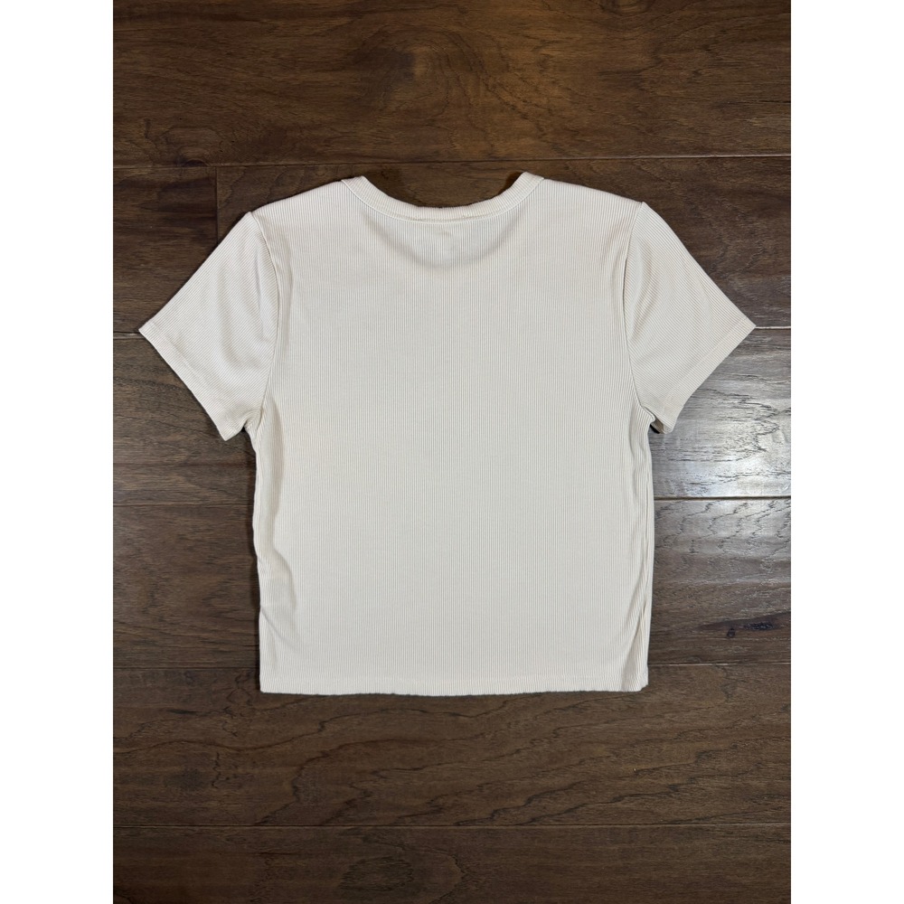 Olive & Oak White Ribbed Short Sleeve Baby Tee Modal Blend Top Large ST01481 - Picture 3 of 6